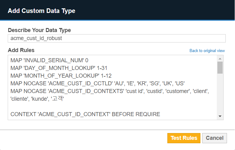 Add the acme_cust_id_robust Data Type in Enterprise Recon