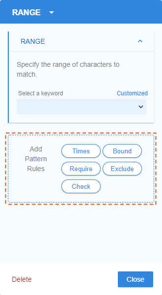 GLASS Studio Define Pattern Rules for RANGE Component