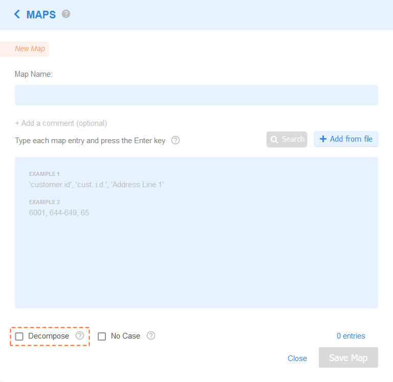 Decompose Option for a MAP namespace