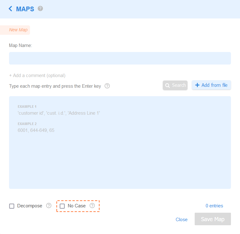 No Case Option for a MAP namespace