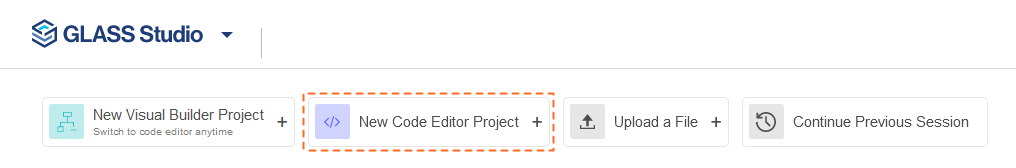 Create a New Code Editor GLASS Studio project